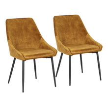  Diana - Chair - Black Metal And Golden Yellow Velvet (Set of 2)