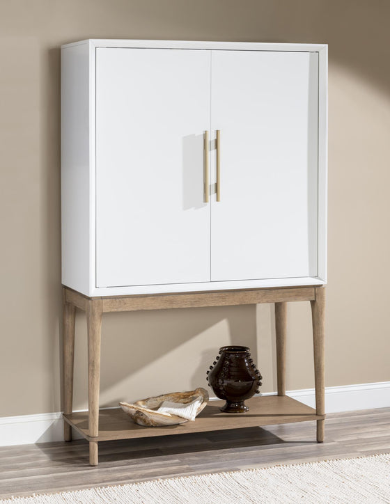 Melrose - Bar Console - Cloud White And Desert Oak