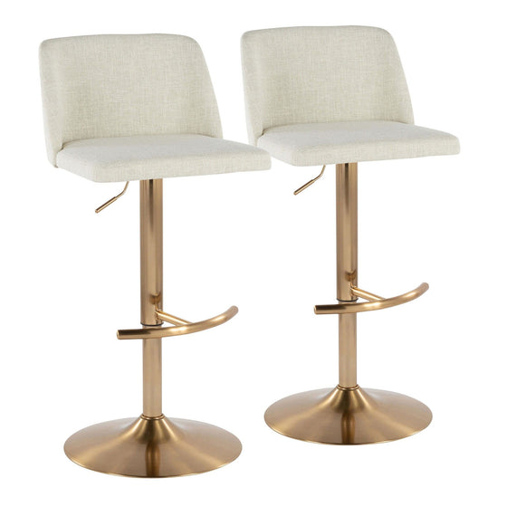 Toriano - Adjustable Barstool (Set of 2) - Gold Base