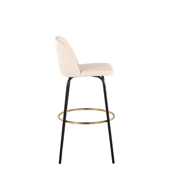 Toriano - 30" Fixed-Height Barstool (Set of 2) - Black & Gold Base