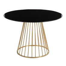  Canary - Dining Table - Gold Metal And Black Wood Top