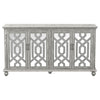 Melanie - 4 Door Wood Trellis Accent Cabinet - Distressed White