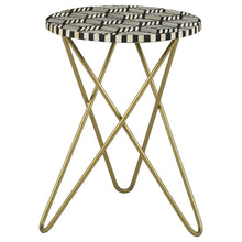  Xenia - Round Bone Inlay Accent Side Table - White And Gold