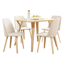  Folia - Toriano Square Dining Set - Natural Wood And Cream Fabric (Set of 5)