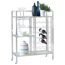  Derion - 3-Tier Rectangular Glass Shelf Metal Bar Cart - Chrome