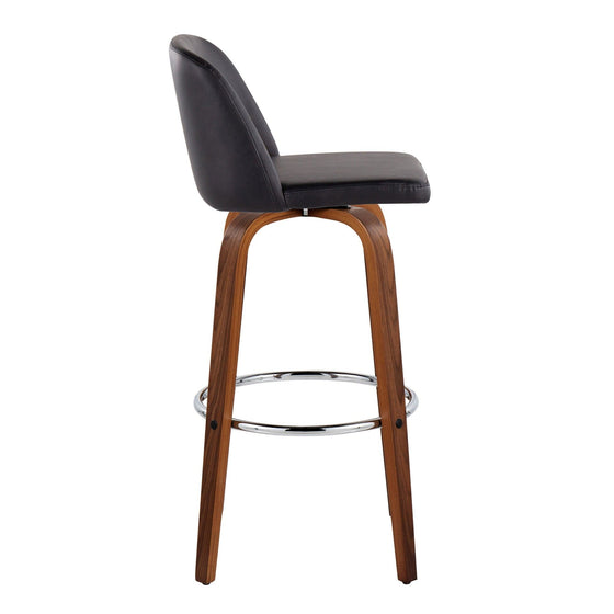 Toriano - 30" Fixed-Height Barstool (Set of 2) - Walnut & Chrome Base