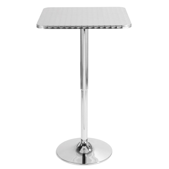 Bistro - Adjustable Square Bar Table - Silver