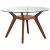 Paxton - Round Glass Top Wood Dining Table - Nutmeg