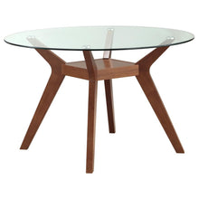  Paxton - Round Glass Top Wood Dining Table - Nutmeg