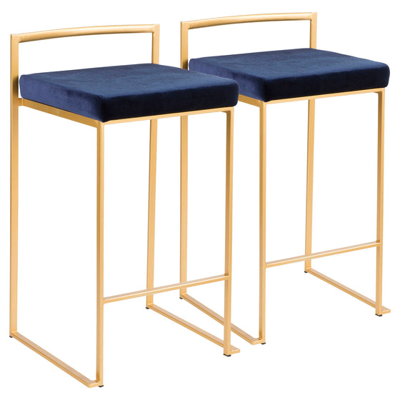 Fuji - Counter Stool With Cushion - Gold Legs