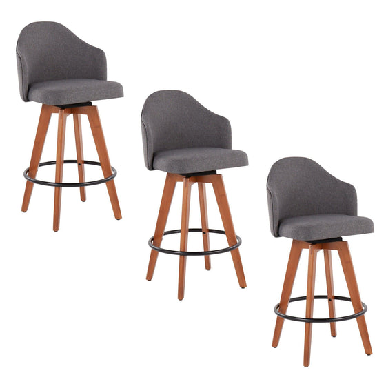 Ahoy - Fixed - Height Counter Stool - Walnut Bamboo Legs And Round Metal Footrest (Set of 2)