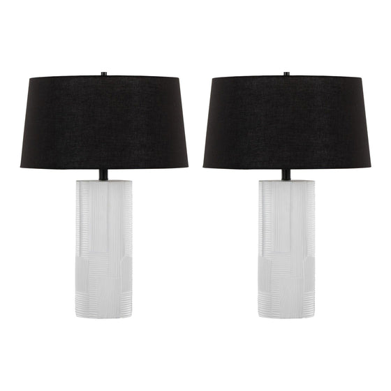 Petra - 26" Polyresin Table Lamp - Cream Polyresin And Black Metal With Black Linen Shade (Set of 2)