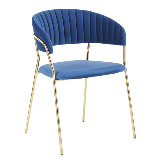 Tania - Chair - Gold Metal With Blue Velvet (Set of 2)