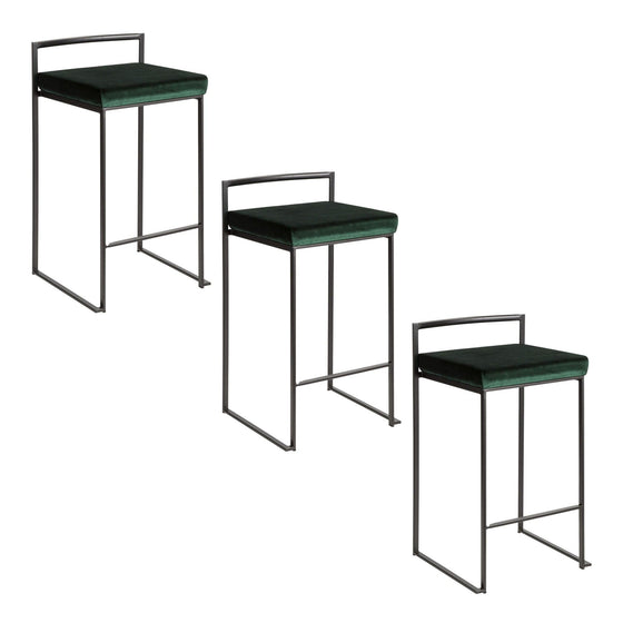 Fuji - Stackable Counter Stool With Cushion - Black Metal