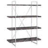 Grimma - 4-Shelf Bookshelf - Rustic Gray And Chrome