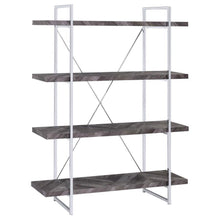  Grimma - 4-Shelf Bookshelf - Rustic Gray And Chrome