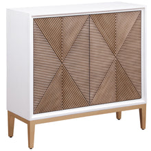  Gretchen - 2 Door Wood Fluted Parquet Cabinet - White And Brown