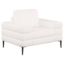  Jessel - Chenille Upholstered Track Arm Chair - Ivory