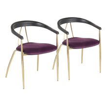  Vanessa - Chair - Gold Metal And Purple Velvet With Black Wood Accent (Set of 2)