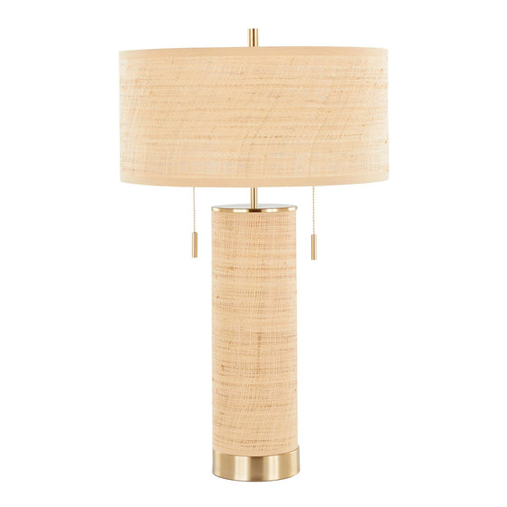 Cylinder - Rattan 29" Rattan Table Lamp - Royal Gold And Natural Rattan from Grandview Gallery