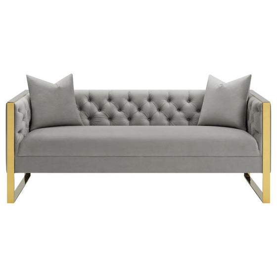 Eastbrook - Velvet Upholstered Tufted Sofa - Gray