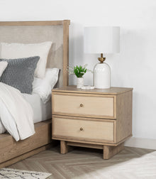  Kailani - 2-Drawer Nightstand Bedside Table - Beige Oak