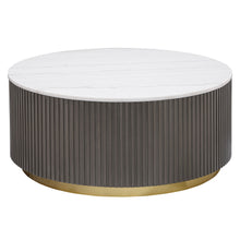  Jason - Round Marble Top Coffee Table - White And Charcoal