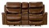 Ceretti - Power Reclining Console Loveseat - Brown Top Grain Italian Leather Match