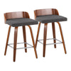 Maya - 26" Fixed-Height Counter Stool (Set of 2) - Walnut & Silver Base