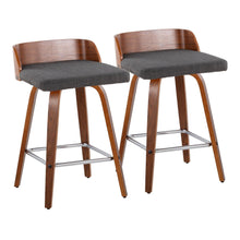  Maya - 26" Fixed-Height Counter Stool (Set of 2) - Walnut & Silver Base