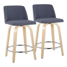  Toriano - 24" Fixed-Height Counter Stool (Set of 2) - Natural & Chrome Round Base