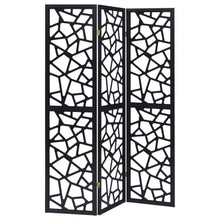  Nailan - 3-Panel Room Divider Folding Screen Open Mosaic - Black