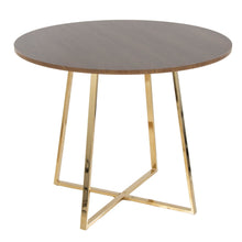  Cosmo - Canary Dining Table - Gold Metal And Walnut Wood