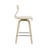 Folia - Counter Stool - Natural Wood, Cream Faux Leather, And Chrome Footrest (Set of 2)