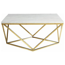  Meryl - Square Faux Marble Top Coffee Table - White And Gold