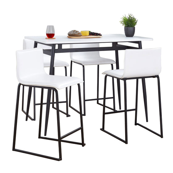 Marcel - Mara Upholstered Counter Height Dining Set - Black Metal With Black Wood Tabletop And Gold Metal