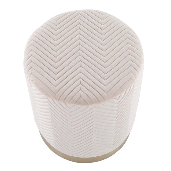 Marla - Chevron Ottoman - Gold Steel And Cream Velvet