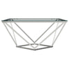 Brittania - Square Glass Top Geometric Coffee Table - Nickel