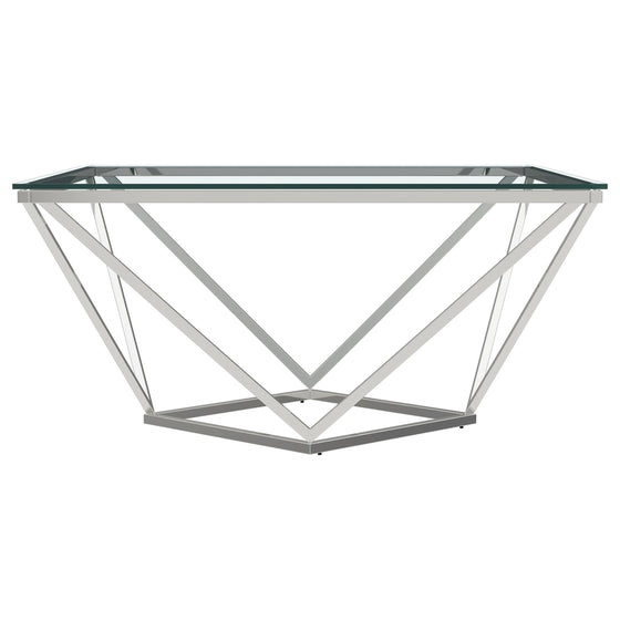 Brittania - Square Glass Top Geometric Coffee Table - Nickel