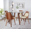 Dakota - Cosmo Dining Set - White Steel With White Wood Tabletop And Natural Bamboo With Cream Fabric (Set of 5)