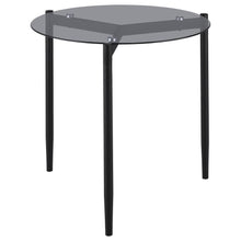  Rosalie - Round Smoked Glass Top End Table - Sandy Black