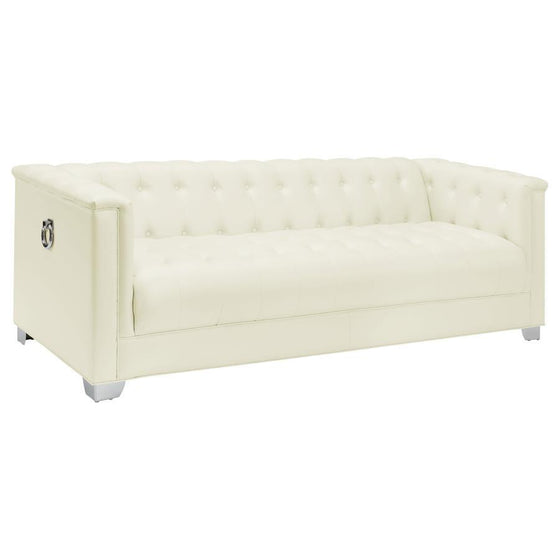 Chaviano - Upholstered Track Arm Sofa - Pearl White