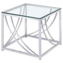  Lille - Square Glass Top Side End Table - Chrome