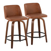 Toriano - 24" Fixed-Height Counter Stool (Set of 2) - Walnut & Black Round Base