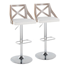  Charlotte - Adjustable Barstool (Set of 2) - Light Gray Back, Chrome Base