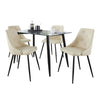 Clara - Giovani Dining Set - Black Metal, Clear Glass And Cream Faux Leather (Set of 5)