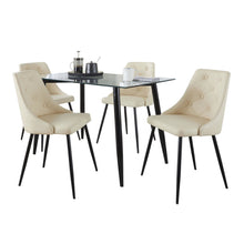  Clara - Giovani Dining Set - Black Metal, Clear Glass And Cream Faux Leather (Set of 5)