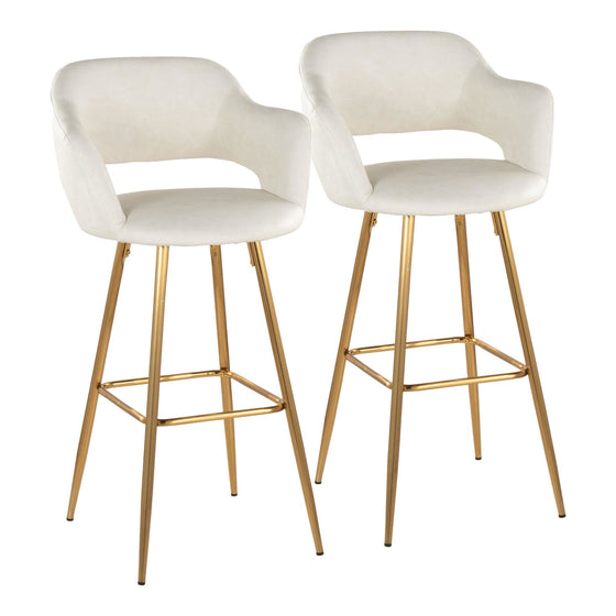 Margarite - 30" Fixed-Height Barstool - Gold Metal (Set of 2)