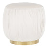 Ruched - Ottoman - Gold Metal And Cream Velvet