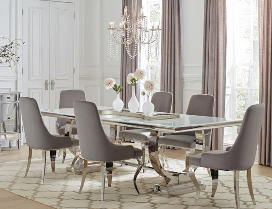 Antoine - Rectangular Glass Top Dining Table Set